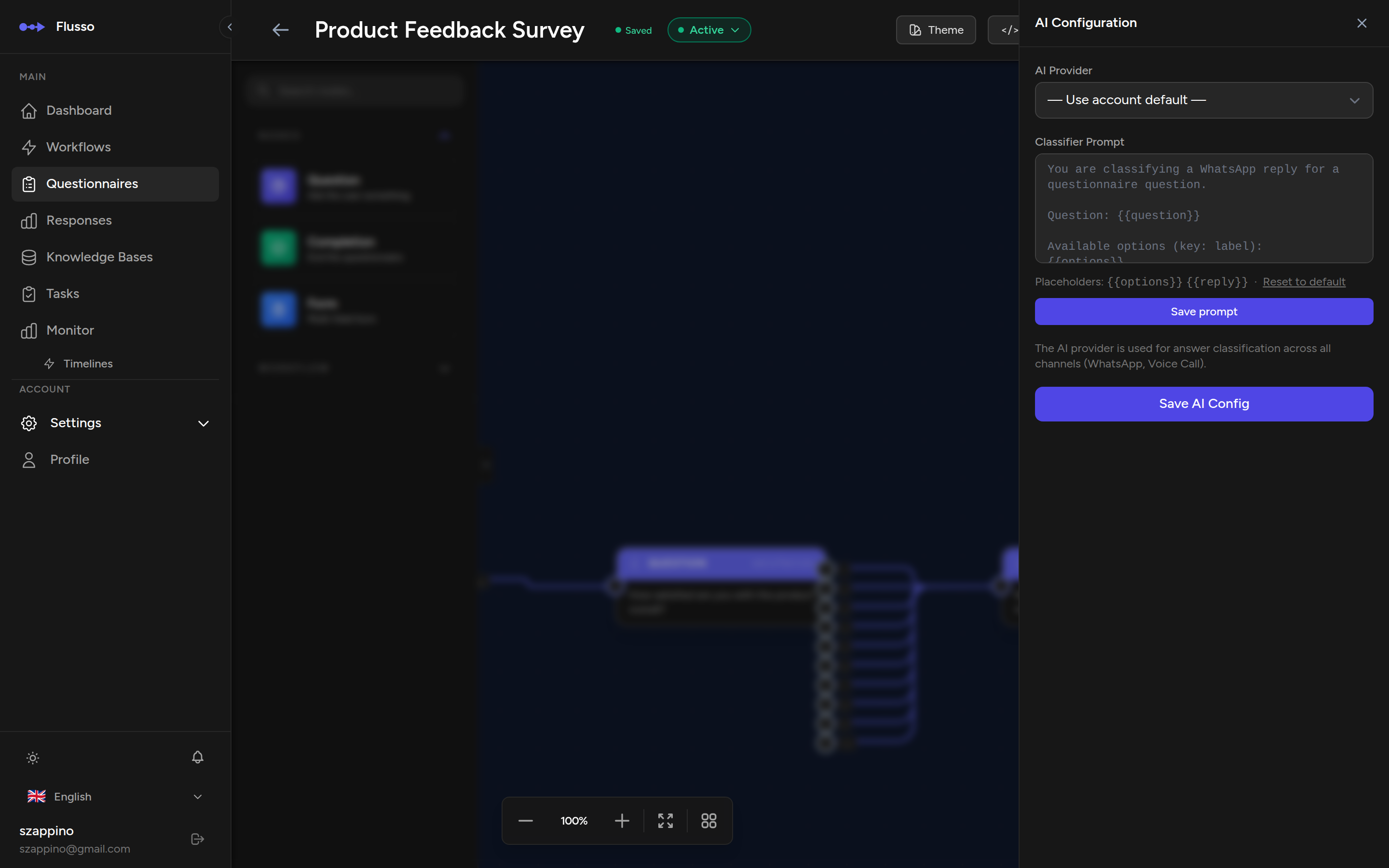AI Configuration drawer