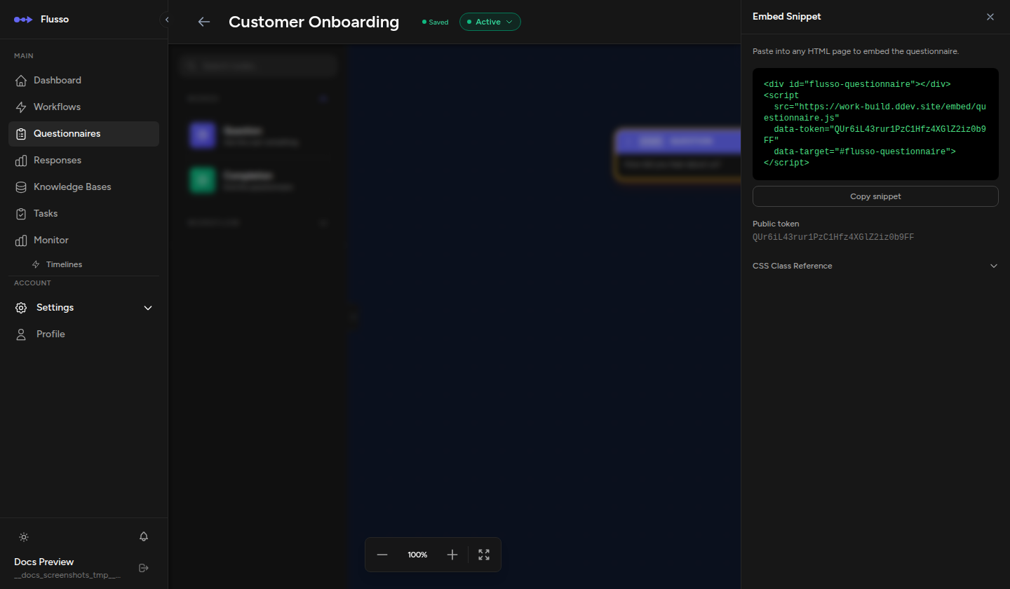 Questionnaire embed drawer