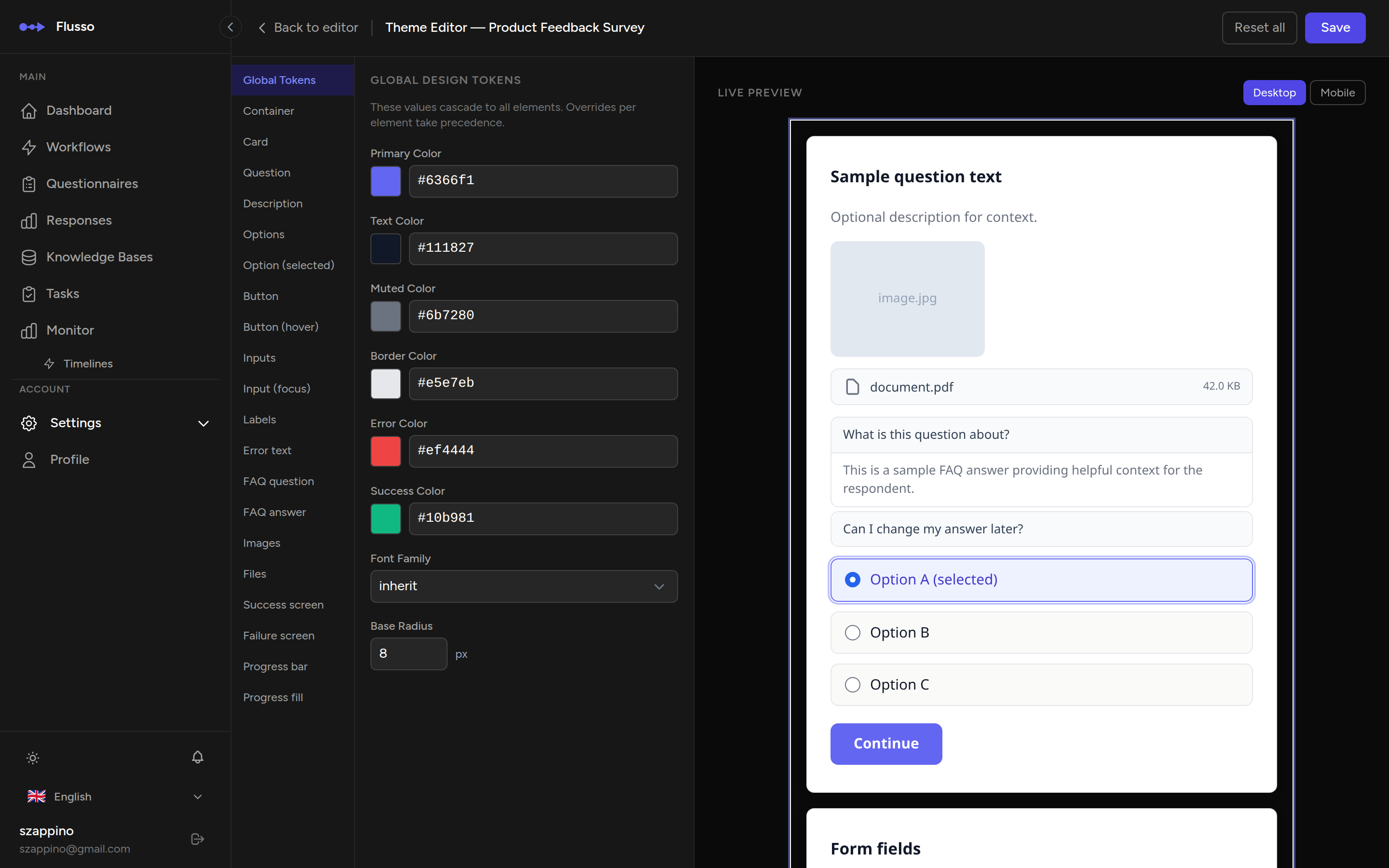 Questionnaire Theme Editor