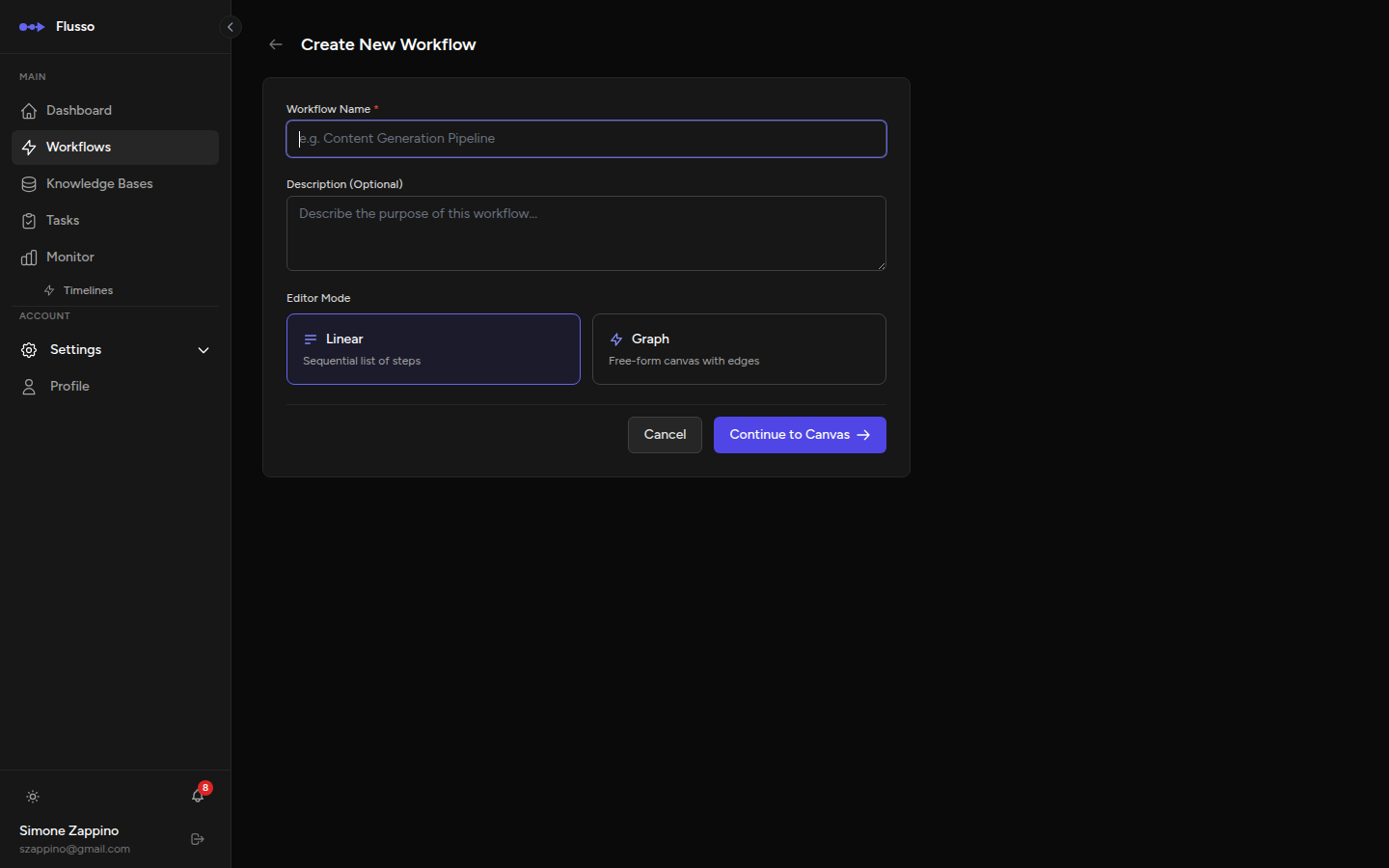 Create workflow form